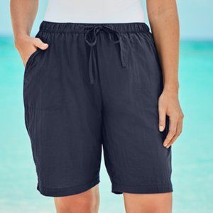 Nwt Taslon Coverup Swim Shorts Bottom with brief Swimsuits For All navy 6X 38 40